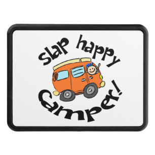 Slap Happy Camper Cartoon Scene Trailer Hitch Cover