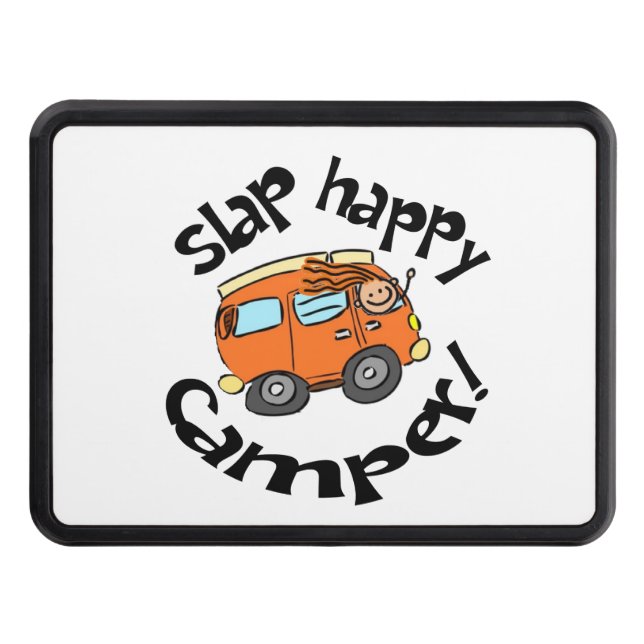 Slap Happy Camper Cartoon Trailer Hitch Cover (Front)