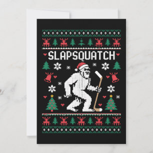 Slapsquatch Bigfoot Hockey Ugly Sweater Christmas Invitation
