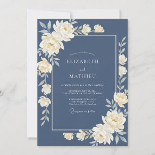 Slate Antique Ivory Petal Wedding Invitation