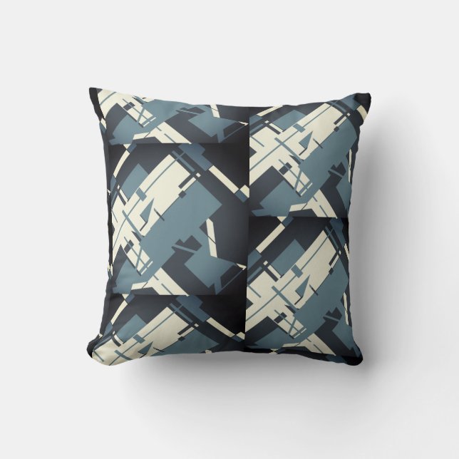 Slate Beige Grey Charcoal Diagonal Print Pattern Throw Pillow (Front)
