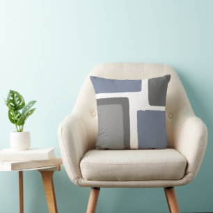Slate Blue and Grey Minimalist Colour Block Throw Pillow