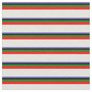 Slate Blue, Black, Green, Red, and Beige Coloured Fabric