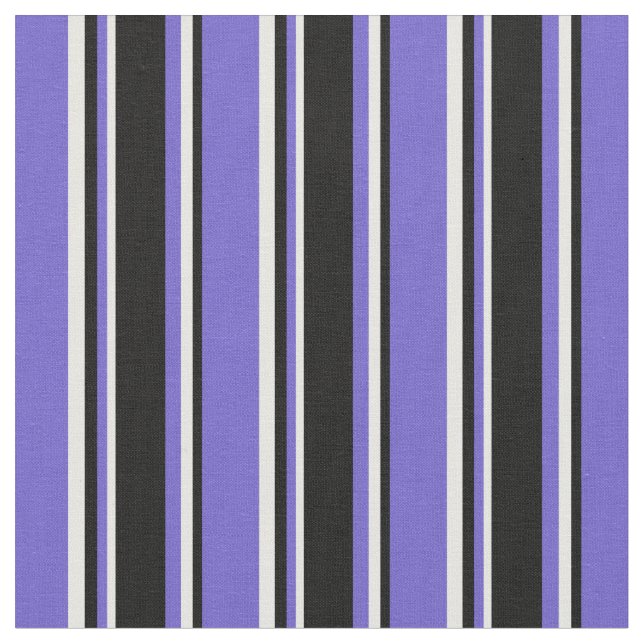 Slate Blue, Black & Mint Cream Coloured Pattern Fabric (Close Up)