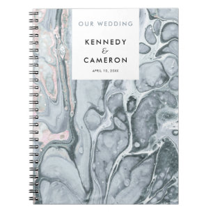 Slate Blue & Blush Pink Minimalist Marble Notebook