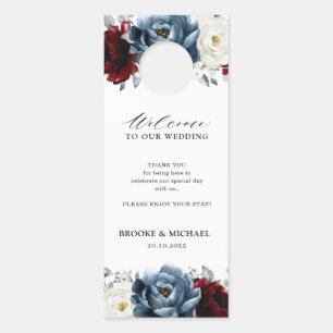 Slate Blue Burgundy White Ivory Do Not Disturb Door Hanger