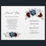 Slate Blue Burgundy White Ivory Floral  Program<br><div class="desc">Slate,  Burgundy,  White ivory themed floral wedding program featuring elegant bouquet of burgundy,  slate,  dusty blue,  ivory roses and peony flowers and dusty green eucalyptus leaves. Please contact me for any help in customization or if you need any other product</div>