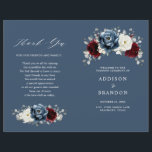Slate Blue Burgundy White Ivory Floral  Program<br><div class="desc">Slate,  Burgundy,  White ivory themed floral wedding program featuring elegant bouquet of burgundy,  slate,  dusty blue,  ivory roses and peony flowers and dusty green eucalyptus leaves. Please contact me for any help in customization or if you need any other product</div>
