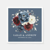 Slate Blue Burgundy White Ivory Floral Wedding Na