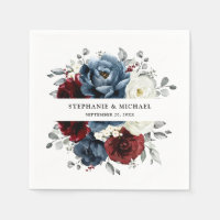Slate Blue Burgundy White Ivory Floral Wedding 