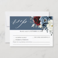 Slate Blue Burgundy White Ivory Floral Wedding RSV