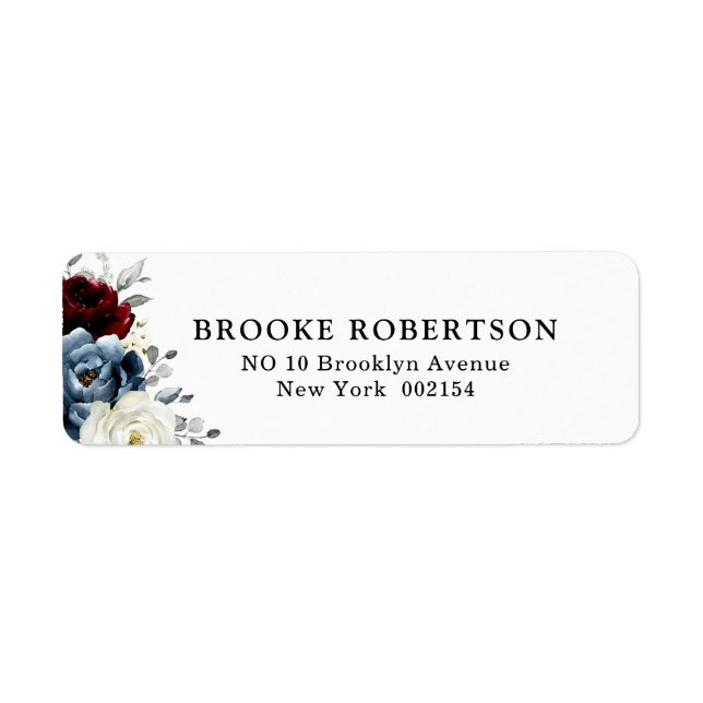 Slate Blue Burgundy White Ivory Return Address (Front)