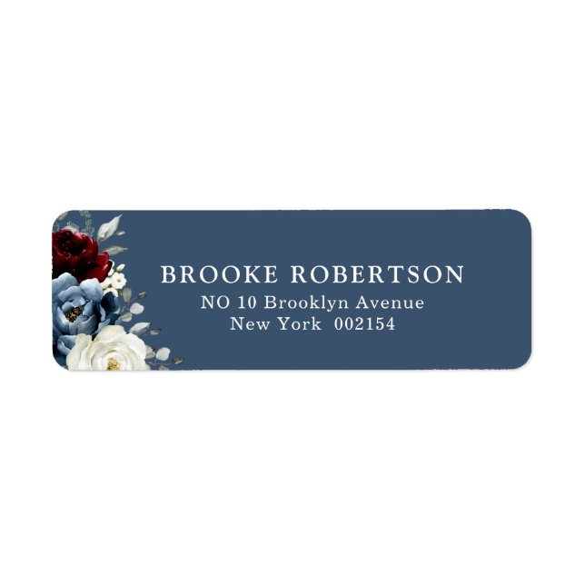 Slate Blue Burgundy White Ivory Return Address Lab (Front)