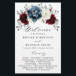 Slate Blue Burgundy White Ivory Wedding Program<br><div class="desc">Slate,  Burgundy,  White ivory themed floral wedding program featuring elegant bouquet of burgundy,  slate,  dusty blue,  ivory roses and peony flowers and dusty green eucalyptus leaves. Please contact me for any help in customization or if you need any other product</div>
