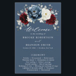 Slate Blue Burgundy White Ivory Wedding Program<br><div class="desc">Slate,  Burgundy,  White ivory themed floral wedding program featuring elegant bouquet of burgundy,  slate,  dusty blue,  ivory roses and peony flowers and dusty green eucalyptus leaves. Please contact me for any help in customization or if you need any other product</div>