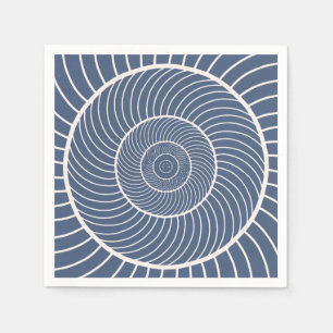 Slate blue cream spiral snail fibonacci  napkin