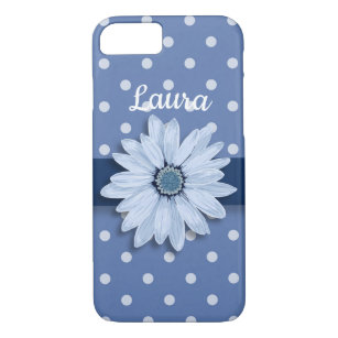 Slate Blue, Dots and Daisy Case-Mate iPhone Case