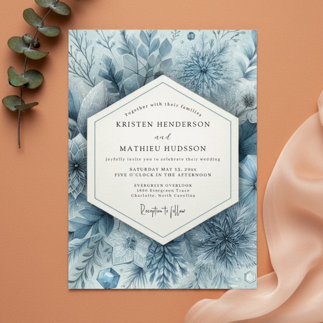 Slate Blue Ethereal Flourish Wedding Invitation (Creator Uploaded)