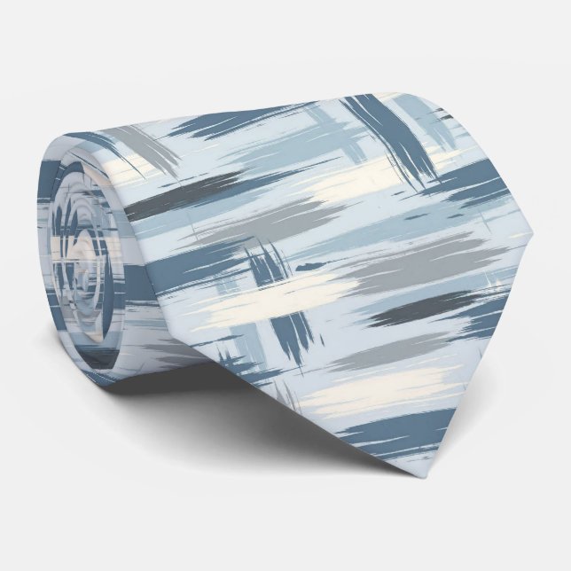 Slate Blue Faux Silk | Abstract Designer Style Tie (Rolled)