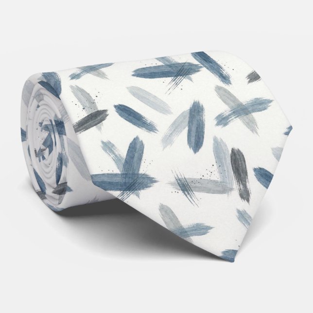 Slate Blue Faux Silk | Abstract Designer Style Tie (Rolled)