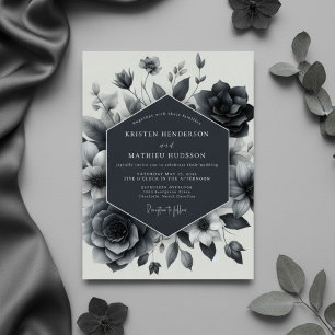 Slate Blue Floral Enchantment Wedding Invitation