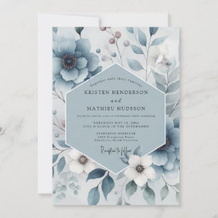 Slate Blue Floral Harmony Wedding Invitation
