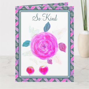 Slate Blue Flowered Thank You Card