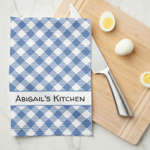 Slate Blue Gingham Buffalo Check Kitchen Towel