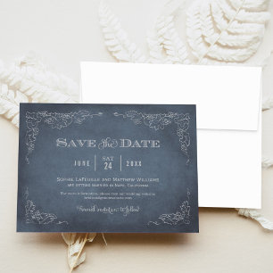 Slate Blue Grapevine Vineyard Wedding Save The Date
