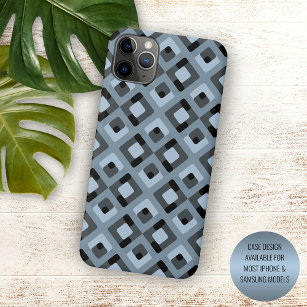 Slate Blue Grey Black Midcentury Squares Pattern Case-Mate iPhone Case