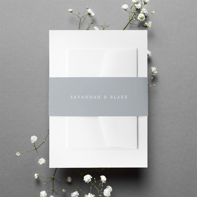Slate Blue-Grey Personalized Wedding Invitation Belly Band (Creator Uploaded)