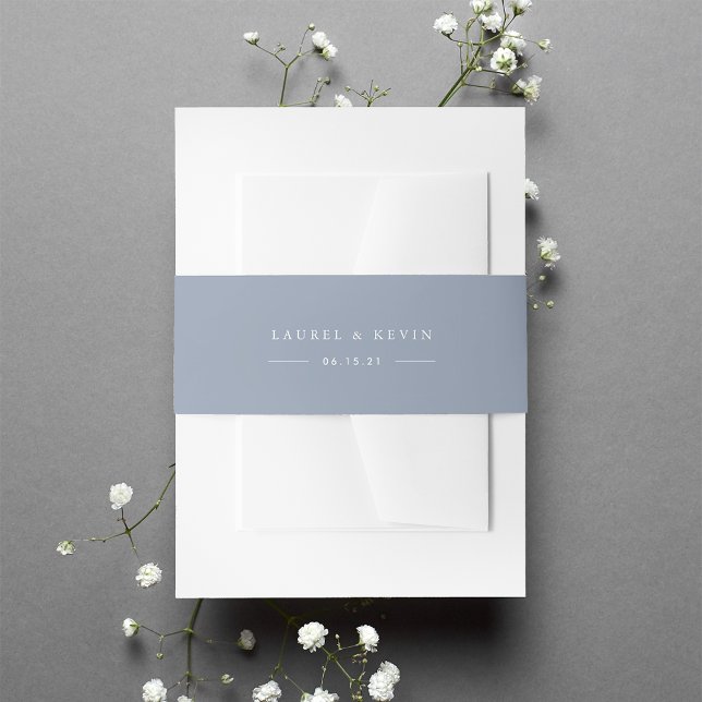 Slate Blue Grey Personalized Wedding Invitation Belly Band (Creator Uploaded)