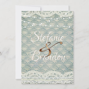 Slate Blue Lace Invitation