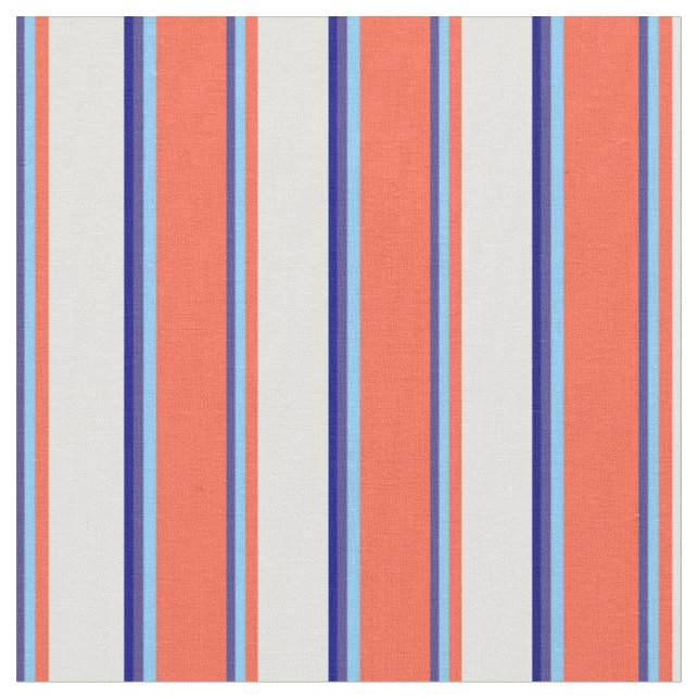 Slate Blue, Light Sky Blue, Red, Light Cyan & Blue Fabric (Close Up)