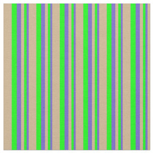 Slate Blue, Lime & Tan Colored Lines Fabric