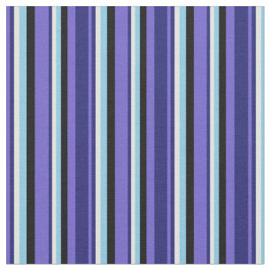 Slate Blue, Midnight Blue, Cyan, Sky Blue & Black Fabric