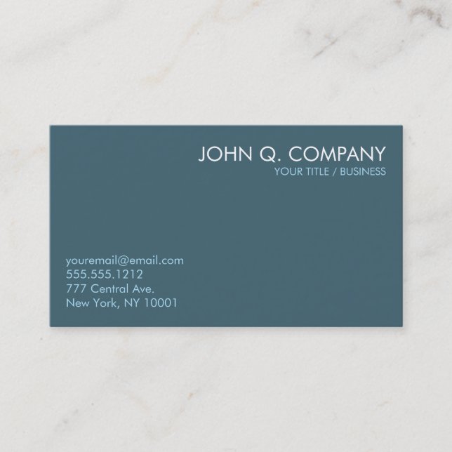 Slate Blue Minimal Clean Basic Business Card (Front)