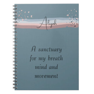 Slate Blue Minimalist Boho Personalized Meditation Notebook