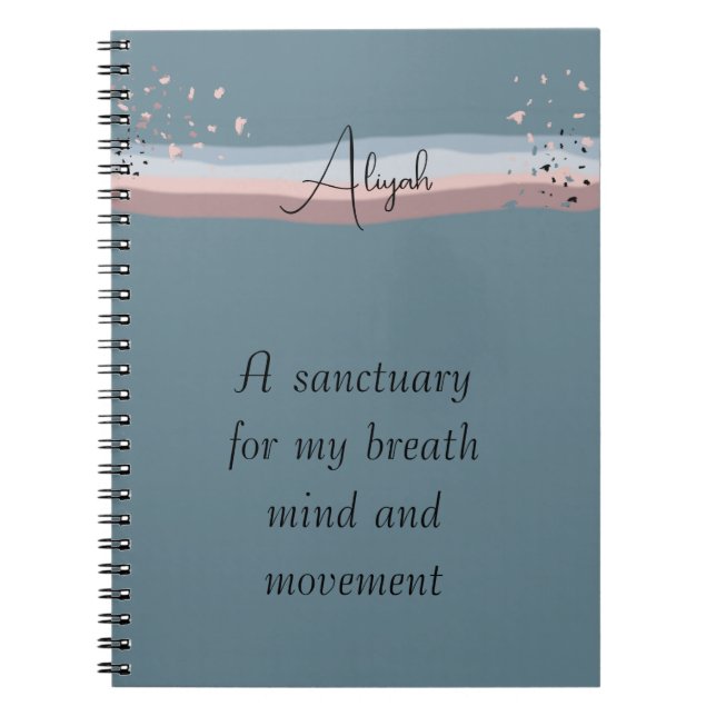 Slate Blue Minimalist Boho Personalized Meditation Notebook (Front)