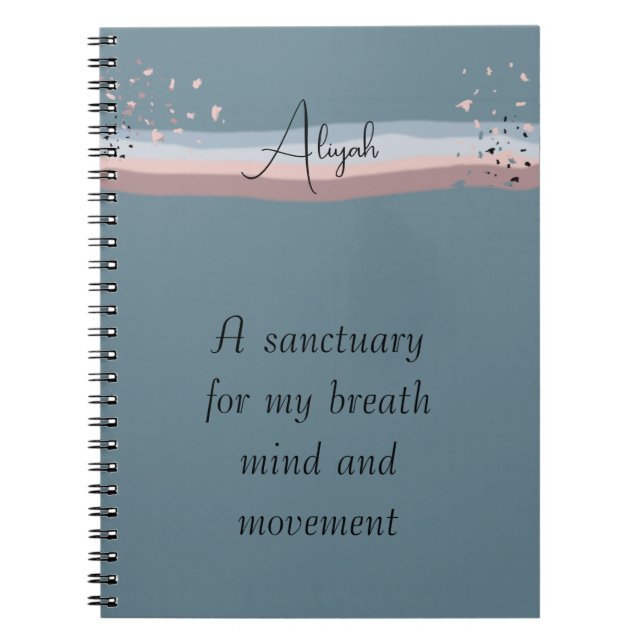 Slate Blue Minimalist Boho Personalized Meditation Notebook (Front)