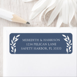 Slate Blue Olive Branch Wedding Return Address