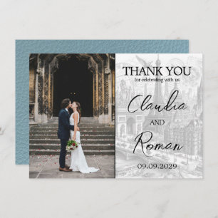 Slate Blue Paris Passport Thank You Card