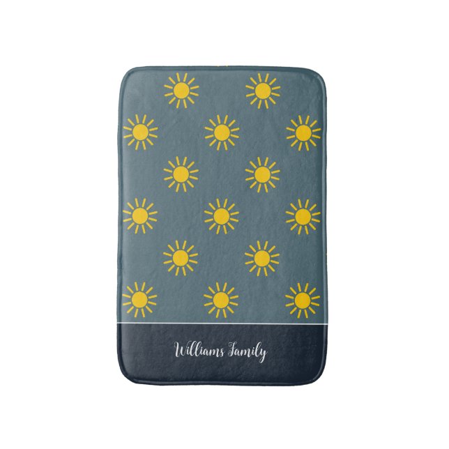 Slate Blue Sunburst Bath Mat (Front Vertical)