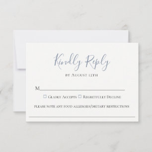 Slate Blue Wedding Food Allergy RSVP Card