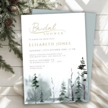 Slate Blue Winter Landscape Woodland Bridal Shower