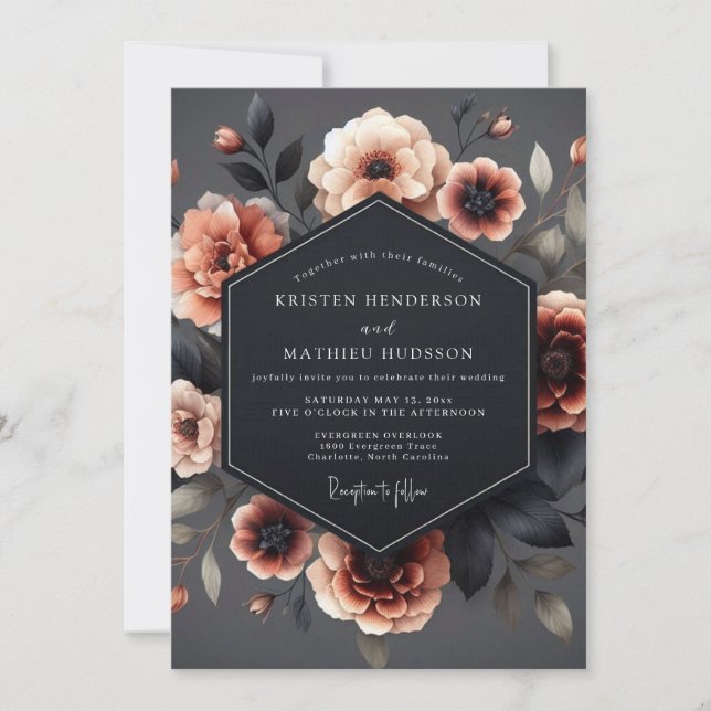 Slate Blush Chiaroscuro Wedding Invitation (Front)
