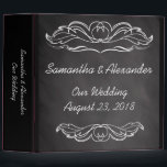 Slate Chalkboard Wedding Binder<br><div class="desc">Slate chalkboard-look wedding matching set features dark charcoal grey background with slate blackboard effect,  a winged heart motif,  and white chalk handwritten drawing look writing in the foreground.  Decorative swirl motif adds a touch of casual elegance.   All Designs Copyright ©  www.CustomInvitesOnline.com</div>