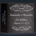 Slate Chalkboard Wedding Binder<br><div class="desc">Slate chalkboard-look wedding matching set features dark charcoal grey background with slate blackboard effect,  a winged heart motif,  and white chalk handwritten drawing look writing in the foreground.  Decorative swirl motif adds a touch of casual elegance.   All Designs Copyright ©  www.CustomInvitesOnline.com</div>