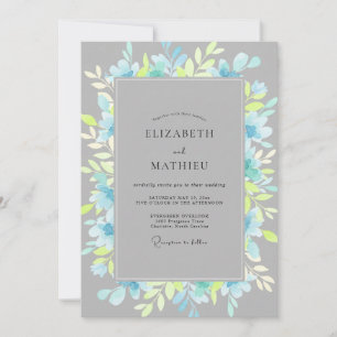 Slate Chartreuse Foliage Eucalyptus Wedding Invitation