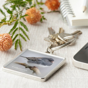 Slate-Coloured Dark-Eyed Junco on the Pear Tree Keychain